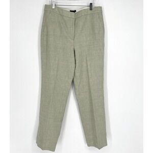 J Crew Kate Trouser Pants Womens 14T Green Linen Straight Leg Career Office Work